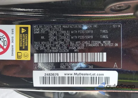 2015 Lexus Rx 450H z USA, uszkodzony, nr VIN 2T2ZB1BA8FC003638